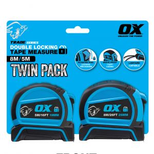 OX Trade Double Locking Tape Measure Ð 8m/5m